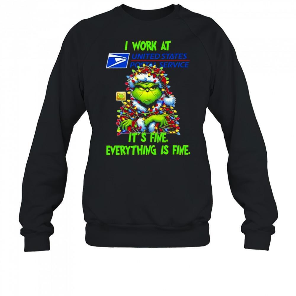 Grinch I Work At United States Postal Service Logo Sweatshirt